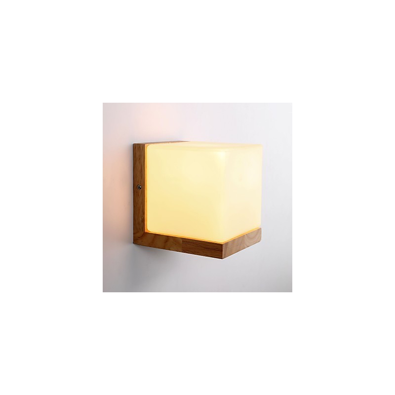 Applique da parete in legno con paralume in vetro Country 110V o 220V