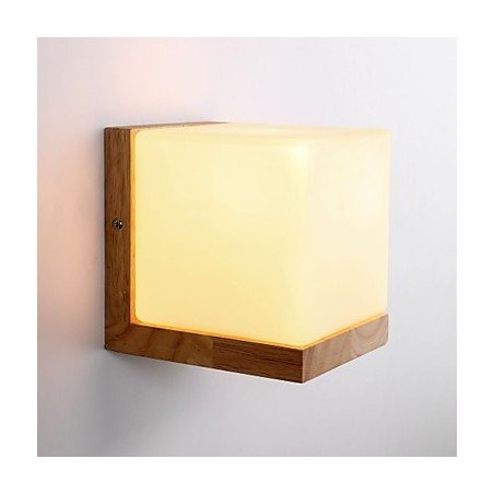Applique da parete in legno con paralume in vetro Country 110V o 220V