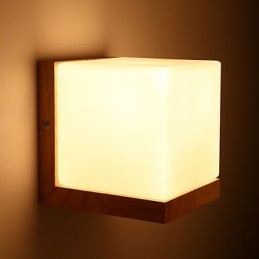 Applique da parete in legno con paralume in vetro Country 110V o 220V