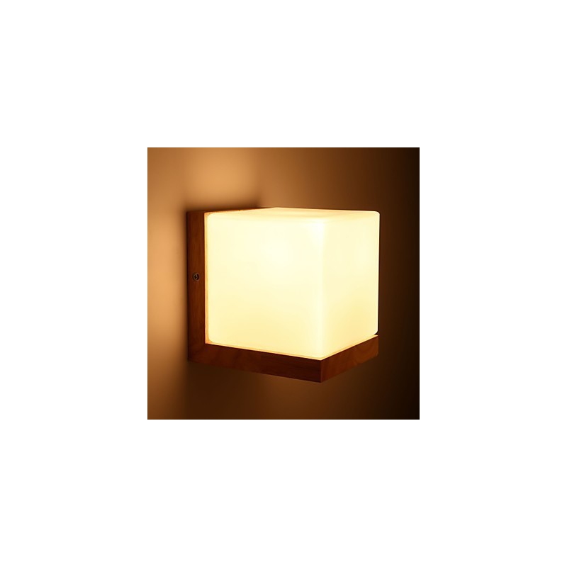 Applique da parete in legno con paralume in vetro Country 110V o 220V