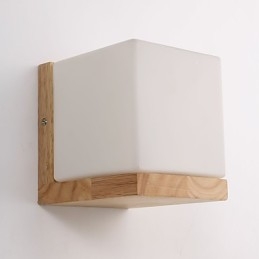Applique da parete in legno con paralume in vetro Country 110V o 220V