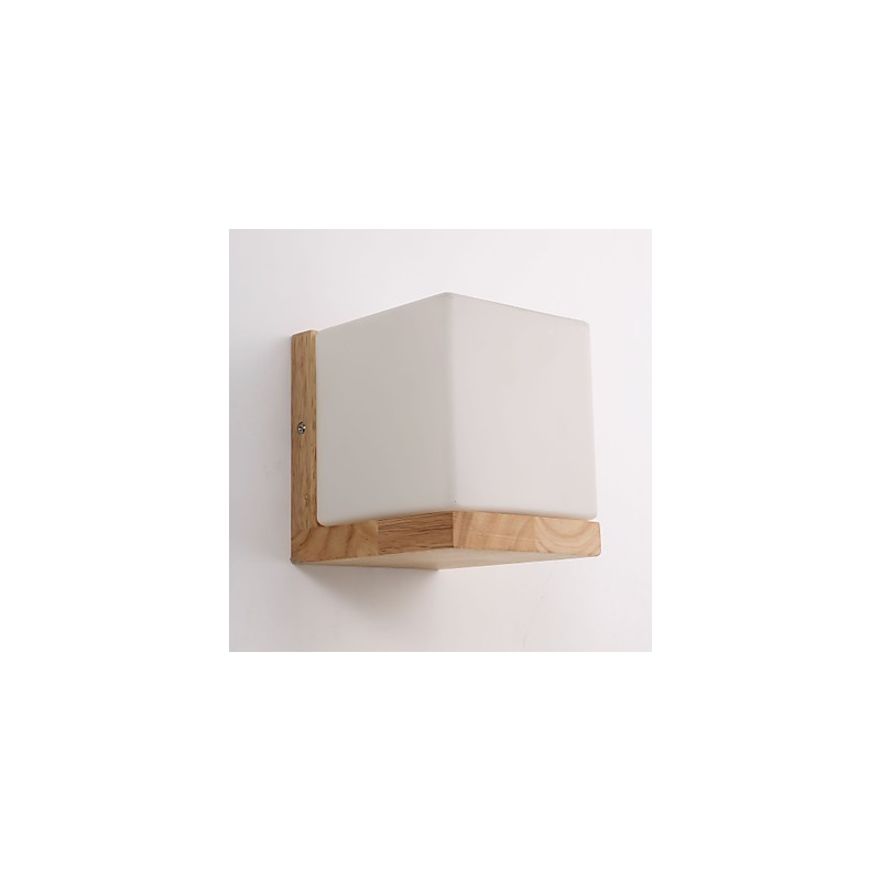 Applique da parete in legno con paralume in vetro Country 110V o 220V