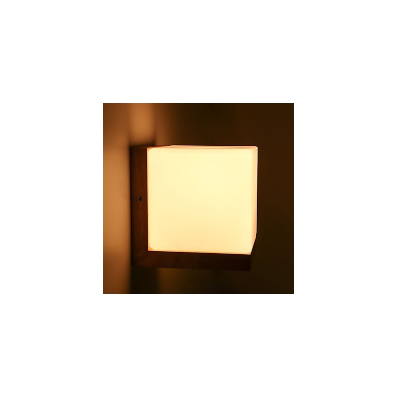 Applique da parete in legno con paralume in vetro Country 110V o 220V