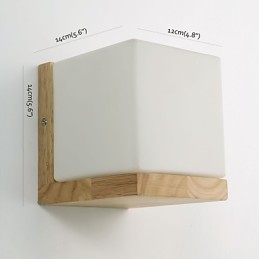 Applique da parete in legno con paralume in vetro Country 110V o 220V