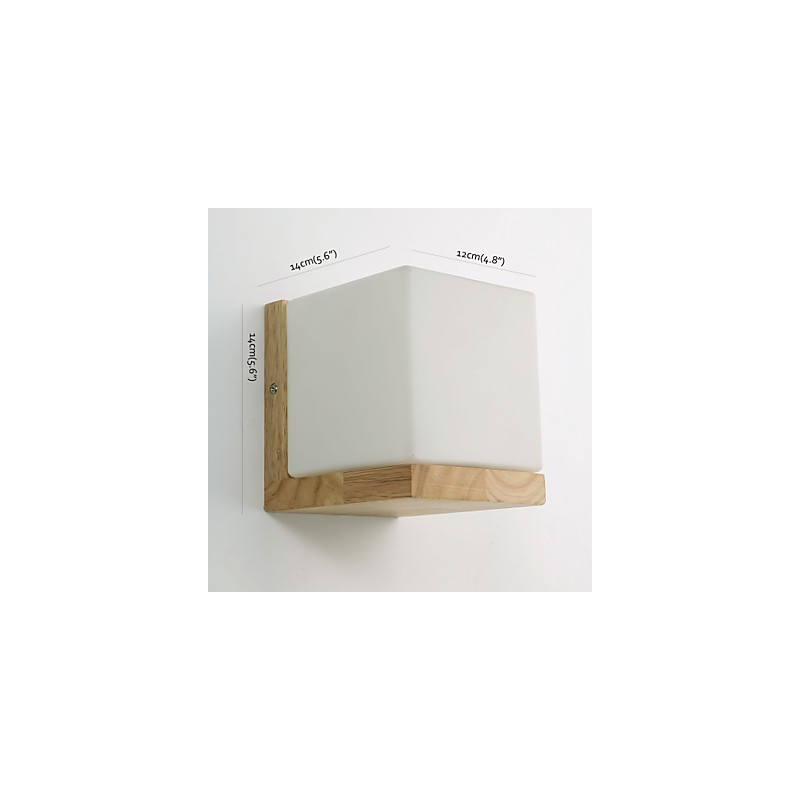 Applique da parete in legno con paralume in vetro Country 110V o 220V