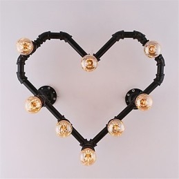 Applique da parete vintage a tubo d’acqua Lovering Heart, metallo, 8 lampadine E26/E27, 60x50 cm