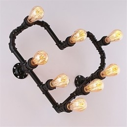 Applique da parete vintage a tubo d’acqua Lovering Heart, metallo, 8 lampadine E26/E27, 60x50 cm