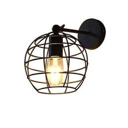 Applique da parete in ferro nero tondo cavo stile americano con decorazione a spada laser