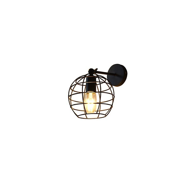Applique da parete in ferro nero tondo cavo stile americano con decorazione a spada laser