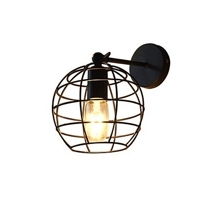 Applique da parete in ferro nero tondo cavo stile americano con decorazione a spada laser