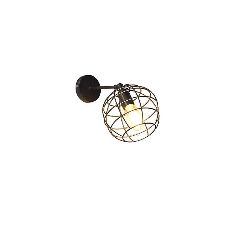 Applique da parete in ferro nero tondo cavo stile americano con decorazione a spada laser