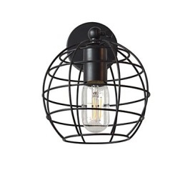 Applique da parete in ferro nero tondo cavo stile americano con decorazione a spada laser