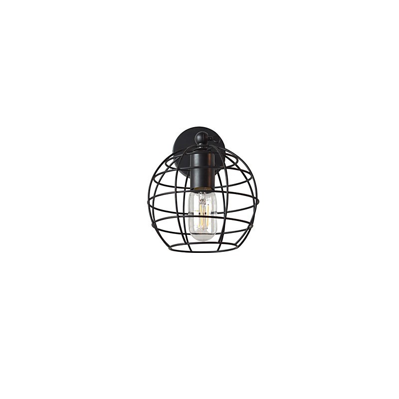 Applique da parete in ferro nero tondo cavo stile americano con decorazione a spada laser