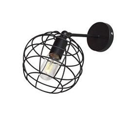 Applique da parete in ferro nero tondo cavo stile americano con decorazione a spada laser