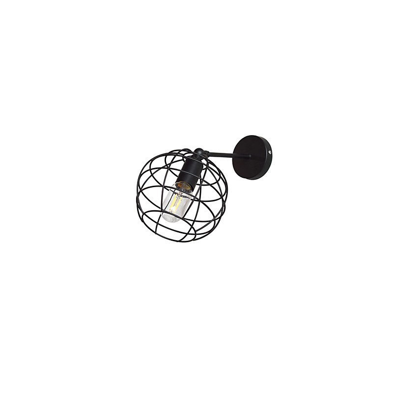 Applique da parete in ferro nero tondo cavo stile americano con decorazione a spada laser