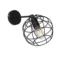Applique da parete in ferro nero tondo cavo stile americano con decorazione a spada laser