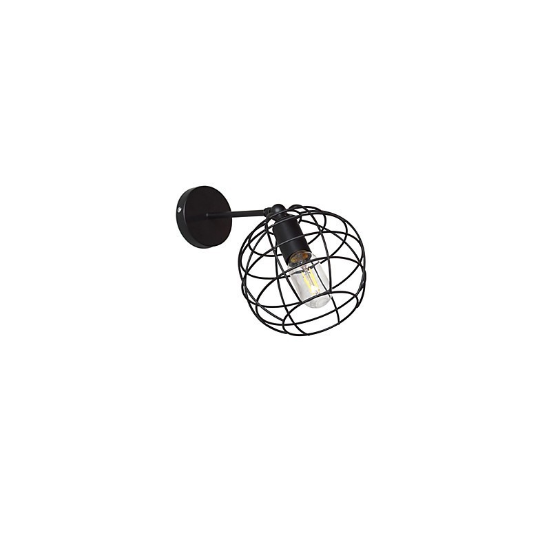 Applique da parete in ferro nero tondo cavo stile americano con decorazione a spada laser