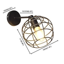 Applique da parete in ferro nero tondo cavo stile americano con decorazione a spada laser