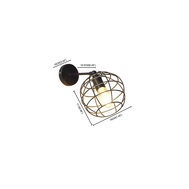 Applique da parete in ferro nero tondo cavo stile americano con decorazione a spada laser