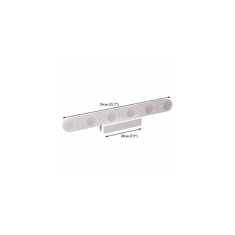 Applique da parete bagno moderna contemporanea LED integrato 6x3 W 55 cm