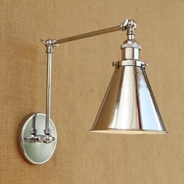 Applique da parete retrò moderna con braccio oscillante, protezione occhi e luce ambientale