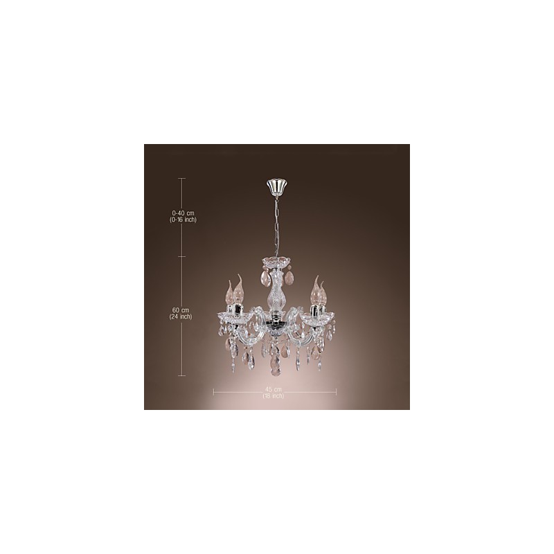Lampadario a sospensione classico cromato in acrilico trasparente, 1 luce
