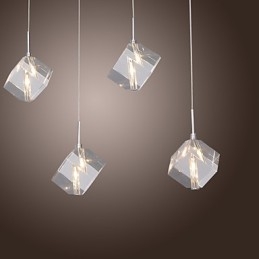 Lampada a sospensione in cristallo cromato a isola 6 luci G4