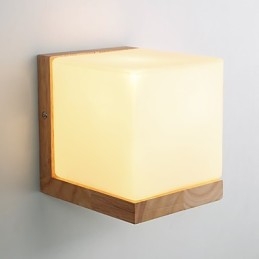 Applique da parete country moderna e contemporanea in legno/bambù e vetro, E26/E27