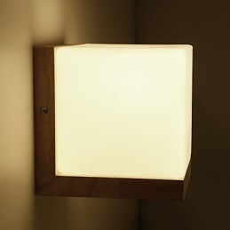 Applique da parete country moderna e contemporanea in legno/bambù e vetro, E26/E27