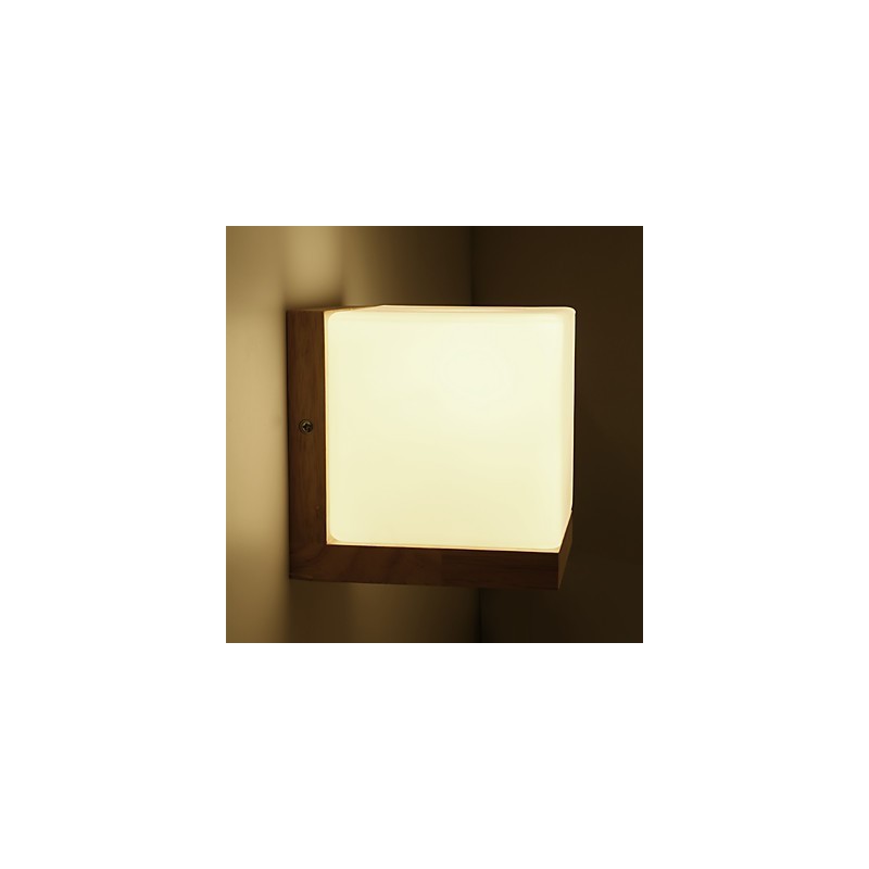 Applique da parete country moderna e contemporanea in legno/bambù e vetro, E26/E27