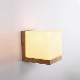 Applique da parete country moderna e contemporanea in legno/bambù e vetro, E26/E27