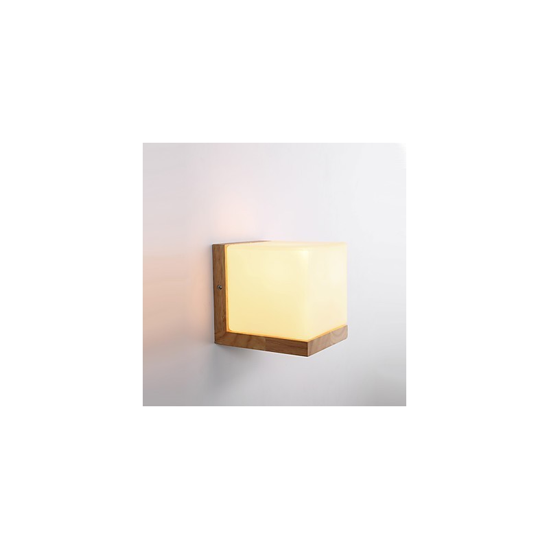 Applique da parete country moderna e contemporanea in legno/bambù e vetro, E26/E27