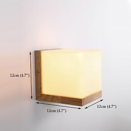 Applique da parete country moderna e contemporanea in legno/bambù e vetro, E26/E27