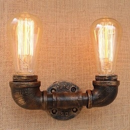 Applique da parete country retrò mini con luce ambientale, finitura pitturata, 2 lampadine E26/E27
