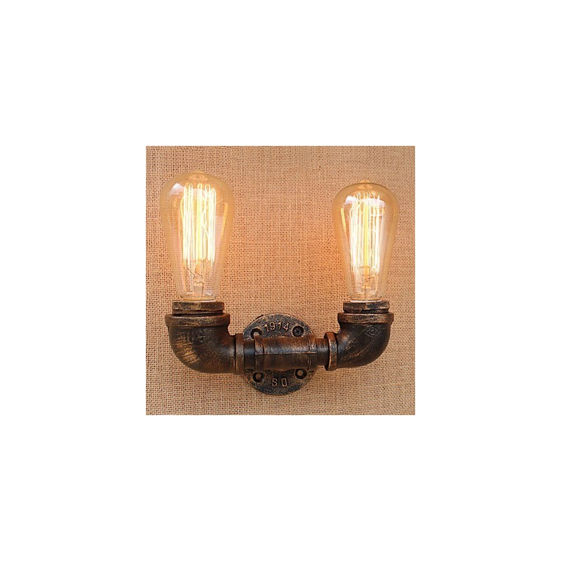 Applique da parete country retrò mini con luce ambientale, finitura pitturata, 2 lampadine E26/E27
