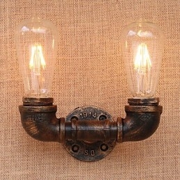 Applique da parete country retrò mini con luce ambientale, finitura pitturata, 2 lampadine E26/E27
