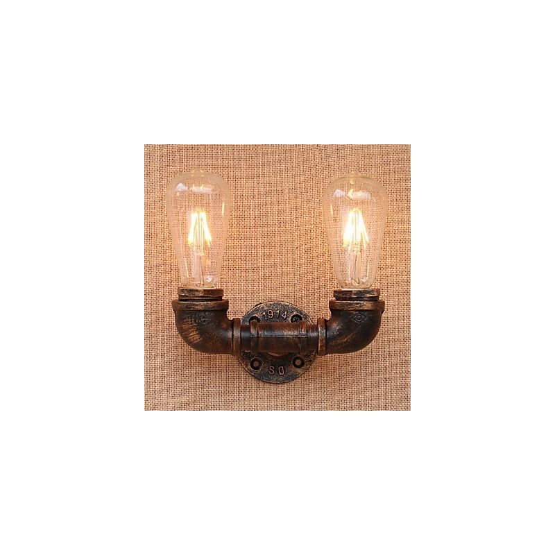Applique da parete country retrò mini con luce ambientale, finitura pitturata, 2 lampadine E26/E27