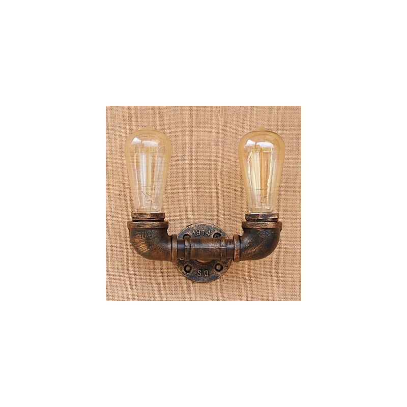 Applique da parete country retrò mini con luce ambientale, finitura pitturata, 2 lampadine E26/E27