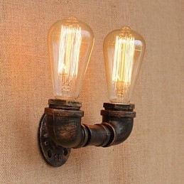 Applique da parete country retrò mini con luce ambientale, finitura pitturata, 2 lampadine E26/E27