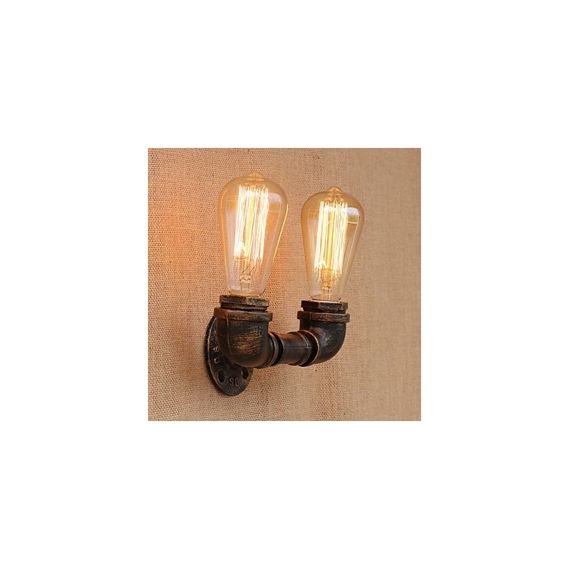 Applique da parete country retrò mini con luce ambientale, finitura pitturata, 2 lampadine E26/E27