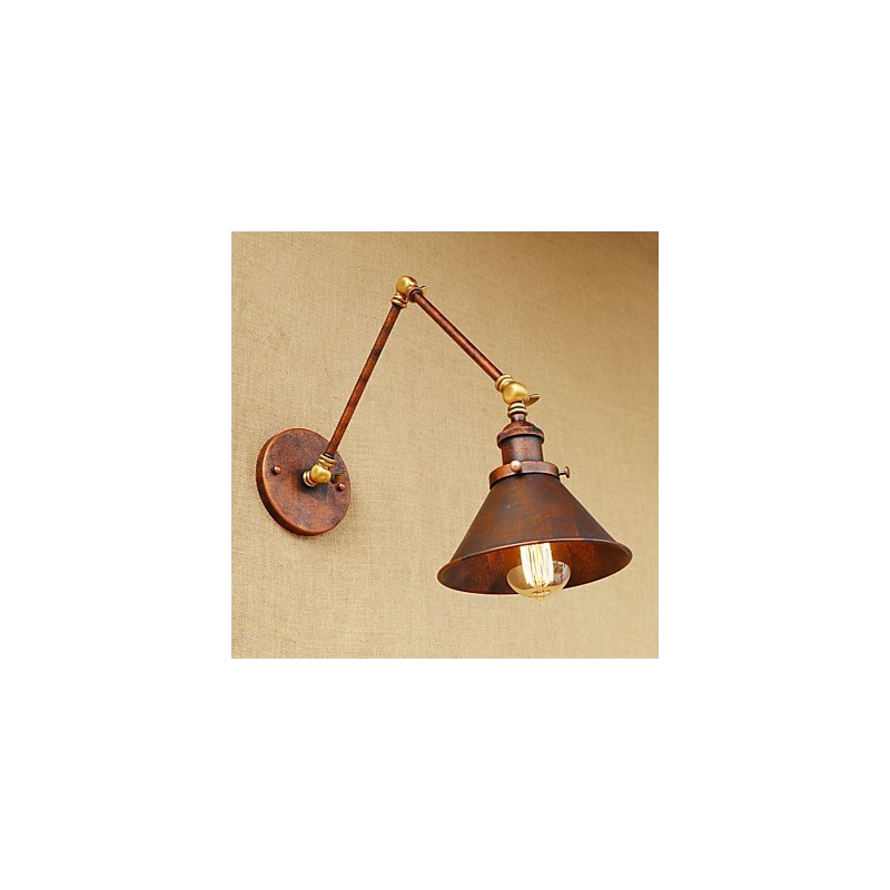 Applique da parete vintage industriale in ottone, metallo, E27, 30 x 18,5 x 10 cm