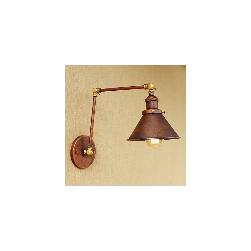 Applique da parete vintage industriale in ottone, metallo, E27, 30 x 18,5 x 10 cm