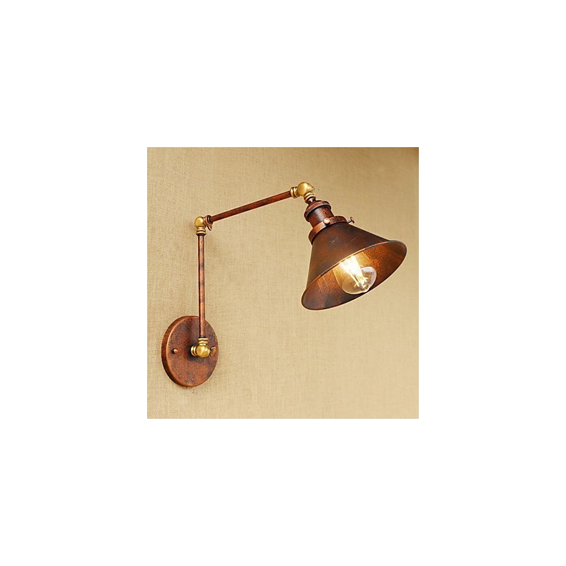 Applique da parete vintage industriale in ottone, metallo, E27, 30 x 18,5 x 10 cm