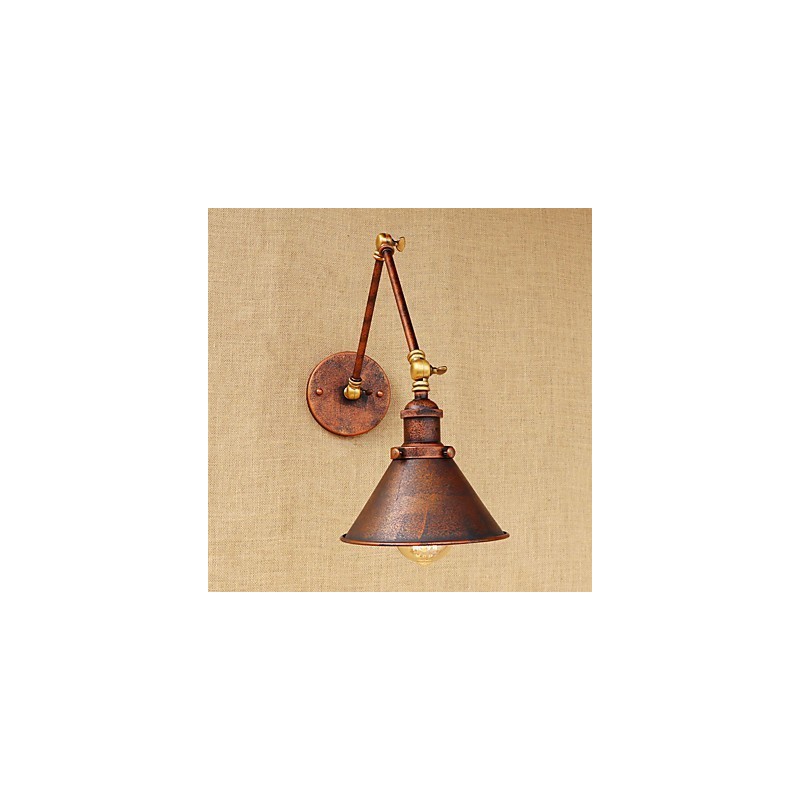 Applique da parete vintage industriale in ottone, metallo, E27, 30 x 18,5 x 10 cm