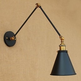 Applique da parete rustica country dipinta con braccio oscillante, luce ambientale, E26/E27