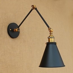 Applique da parete rustica country dipinta con braccio oscillante, luce ambientale, E26/E27