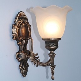 Applique da parete retrò stile europeo, testa singola, paralume in vetro, E27/E26