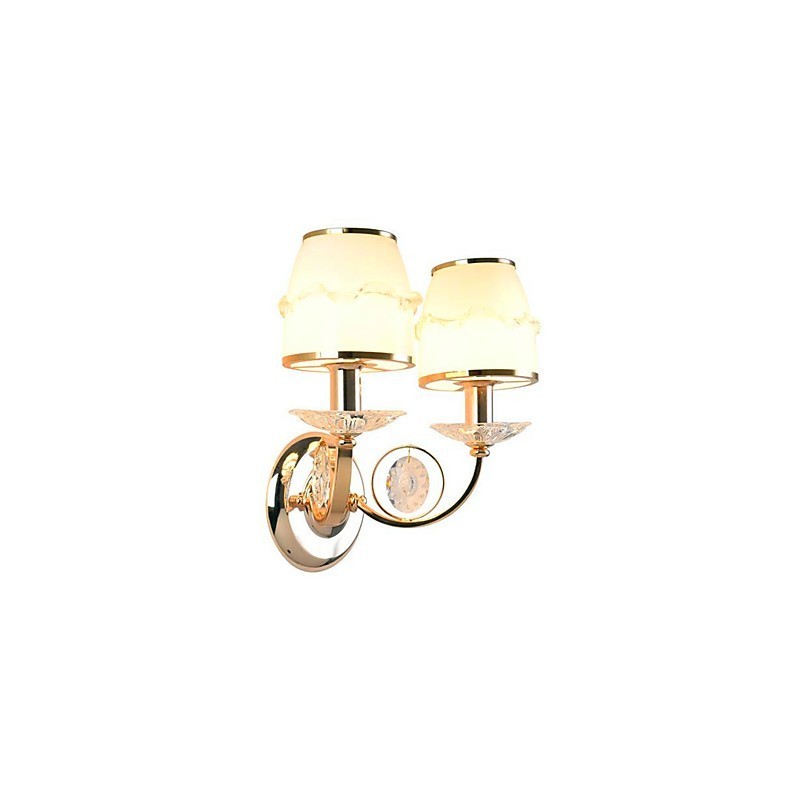 Applique da parete LED moderna contemporanea elettroplaccata con braccio oscillante in cristallo E14