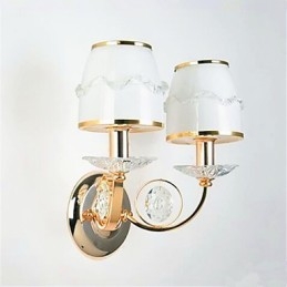 Applique da parete LED moderna contemporanea elettroplaccata con braccio oscillante in cristallo E14
