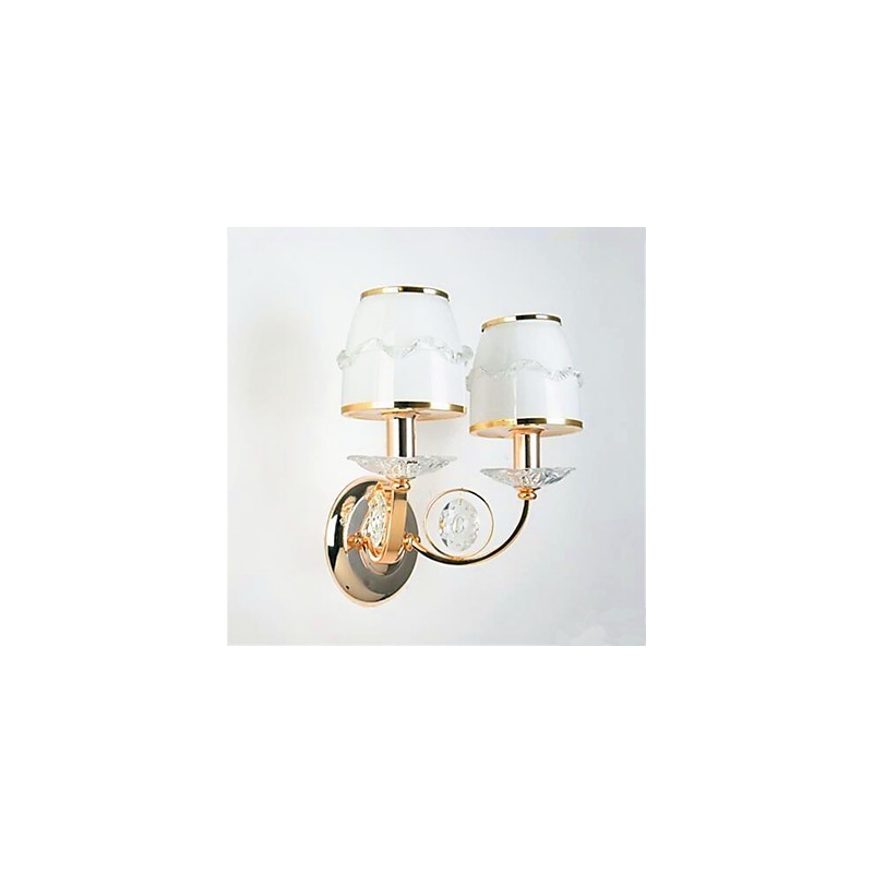 Applique da parete LED moderna contemporanea elettroplaccata con braccio oscillante in cristallo E14